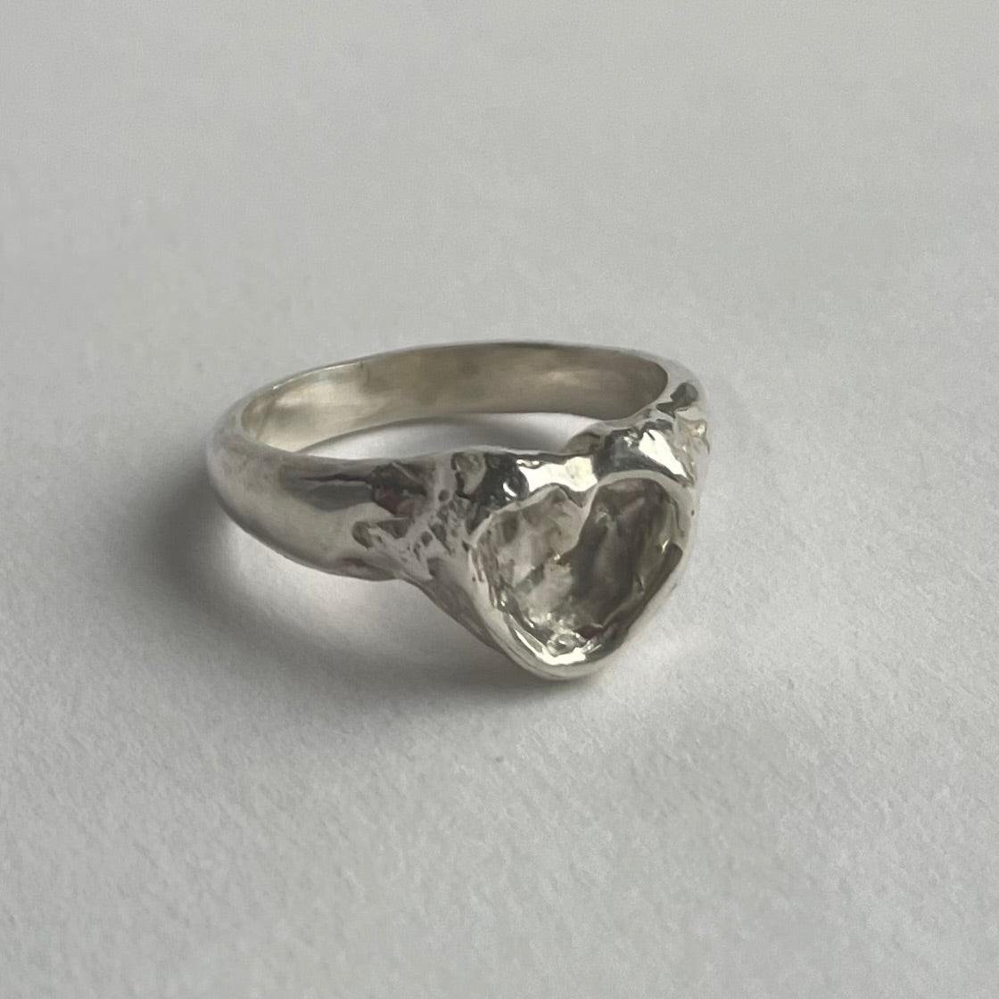 Melted Heart Ring - Silver