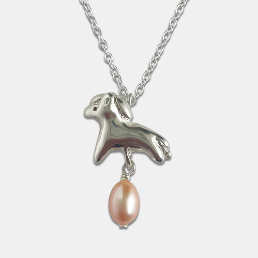 Lil Horsey Necklace with Rounded Pearl - Silver