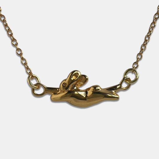 Dancing Bunny Necklace - Gold