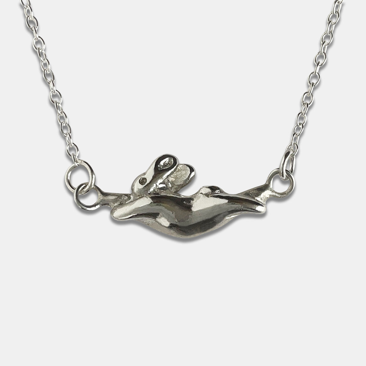 Dancing Bunny Necklace - Silver