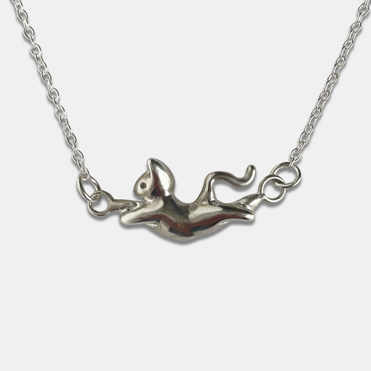 Dancing Cat Necklace - Silver