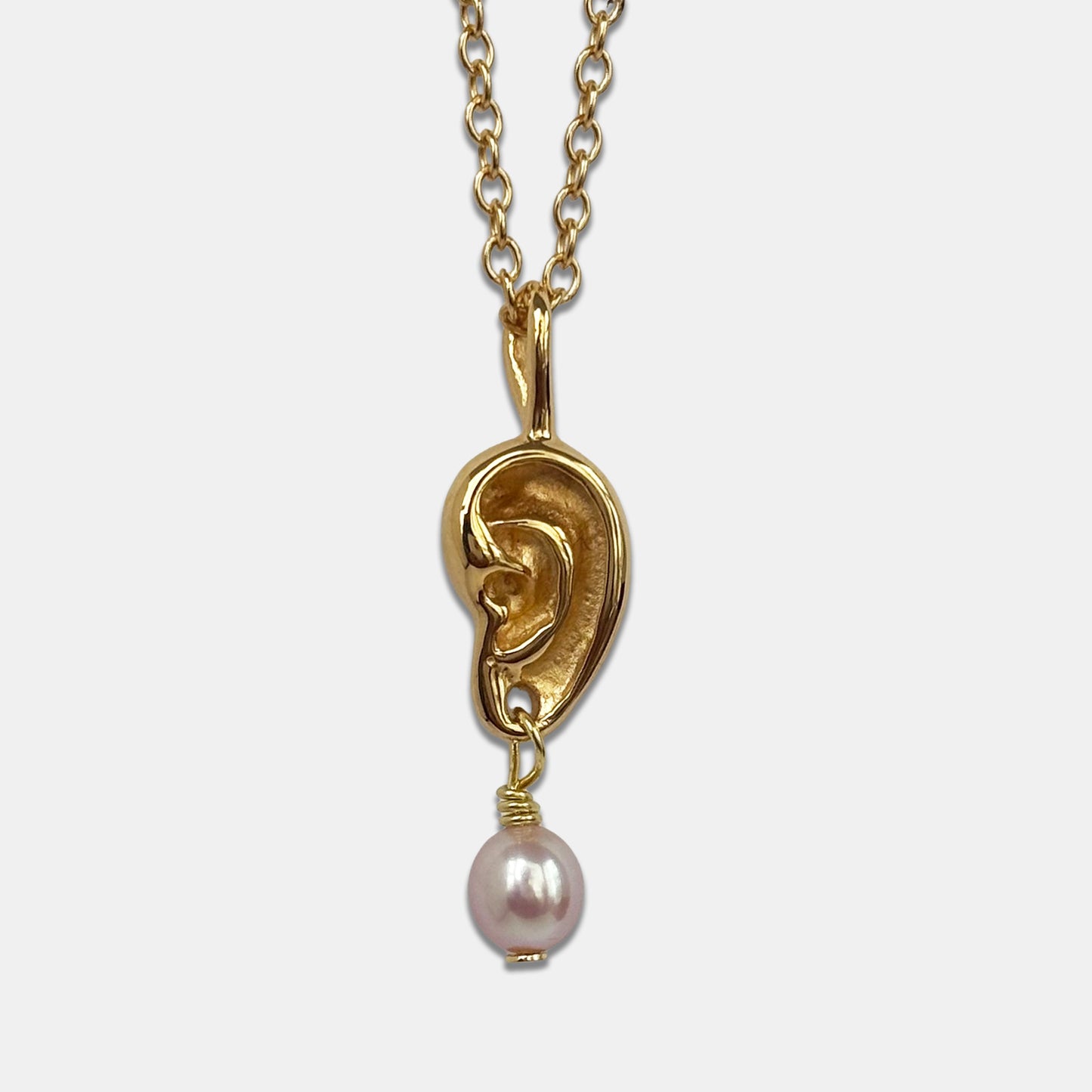 Ear Necklace with Rounded Pearl - Gold