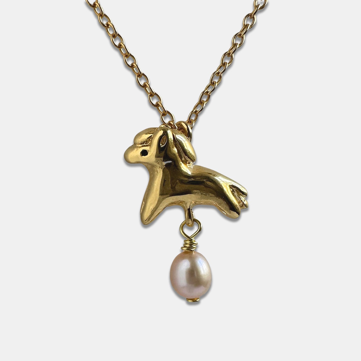 Lil Horsey Necklace with Rounded Pearl - Gold