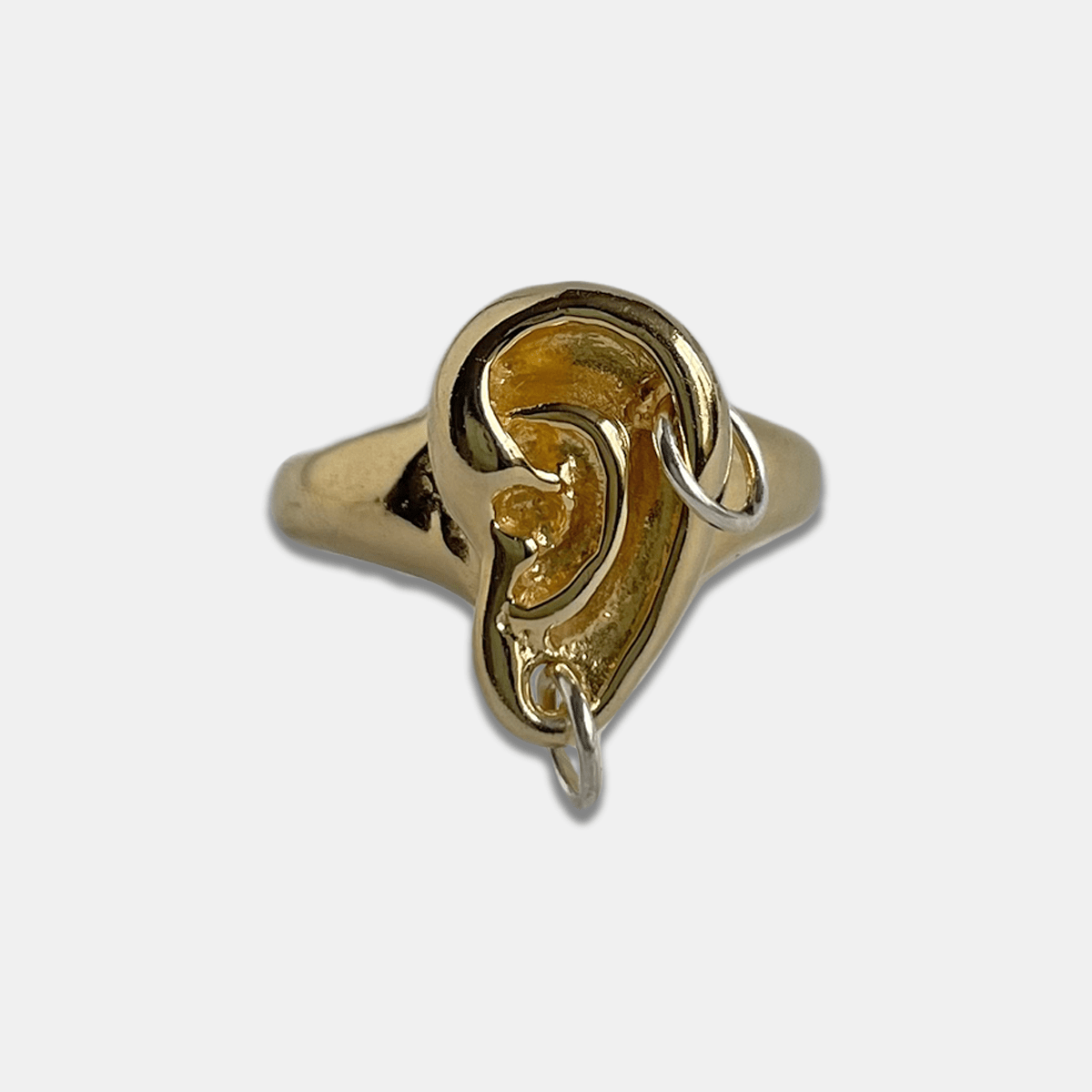 Ear Ring Double Pierced - Gold (Silver Hoop)