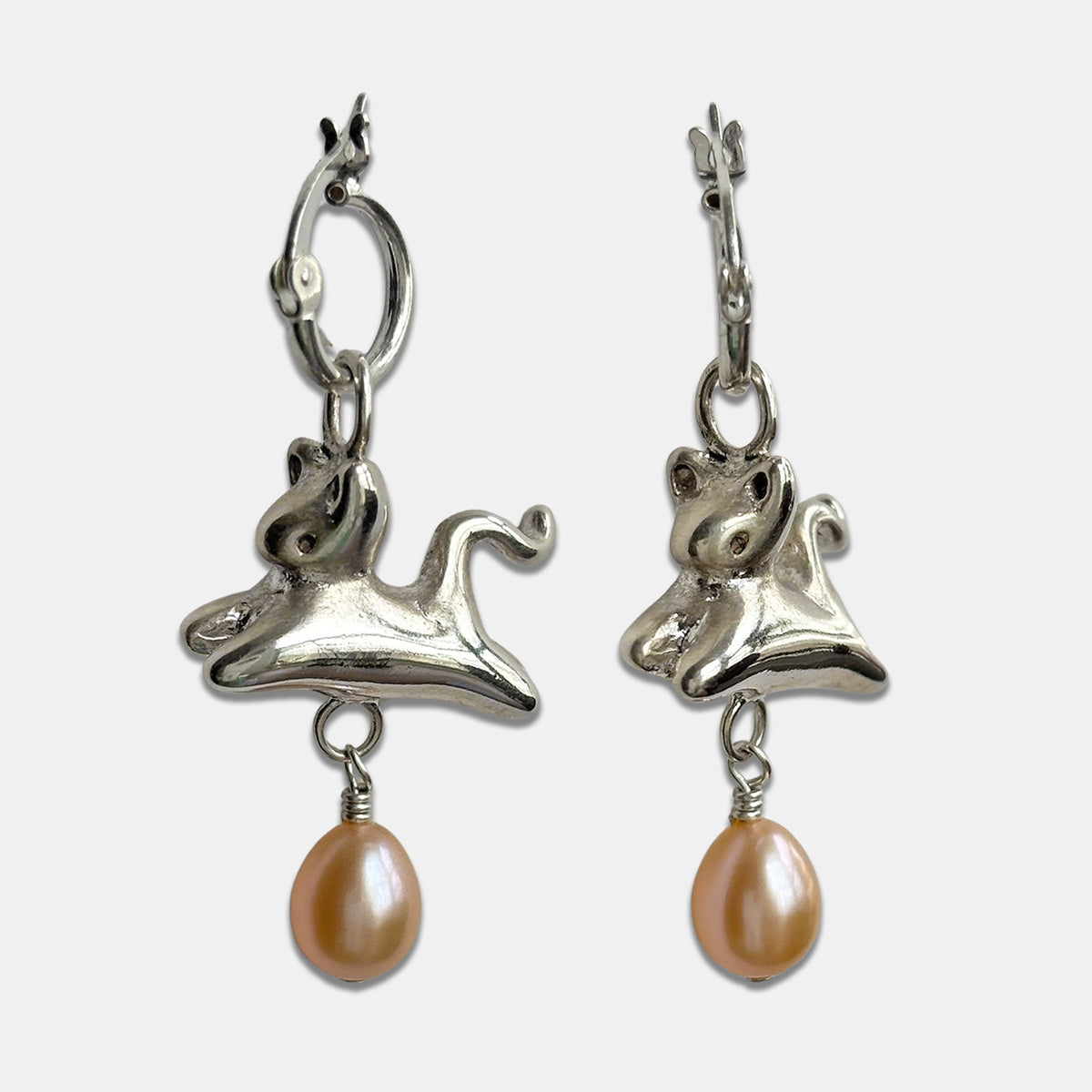 Cat Earrings - Silver