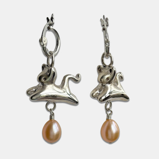 Cat Earrings - Silver