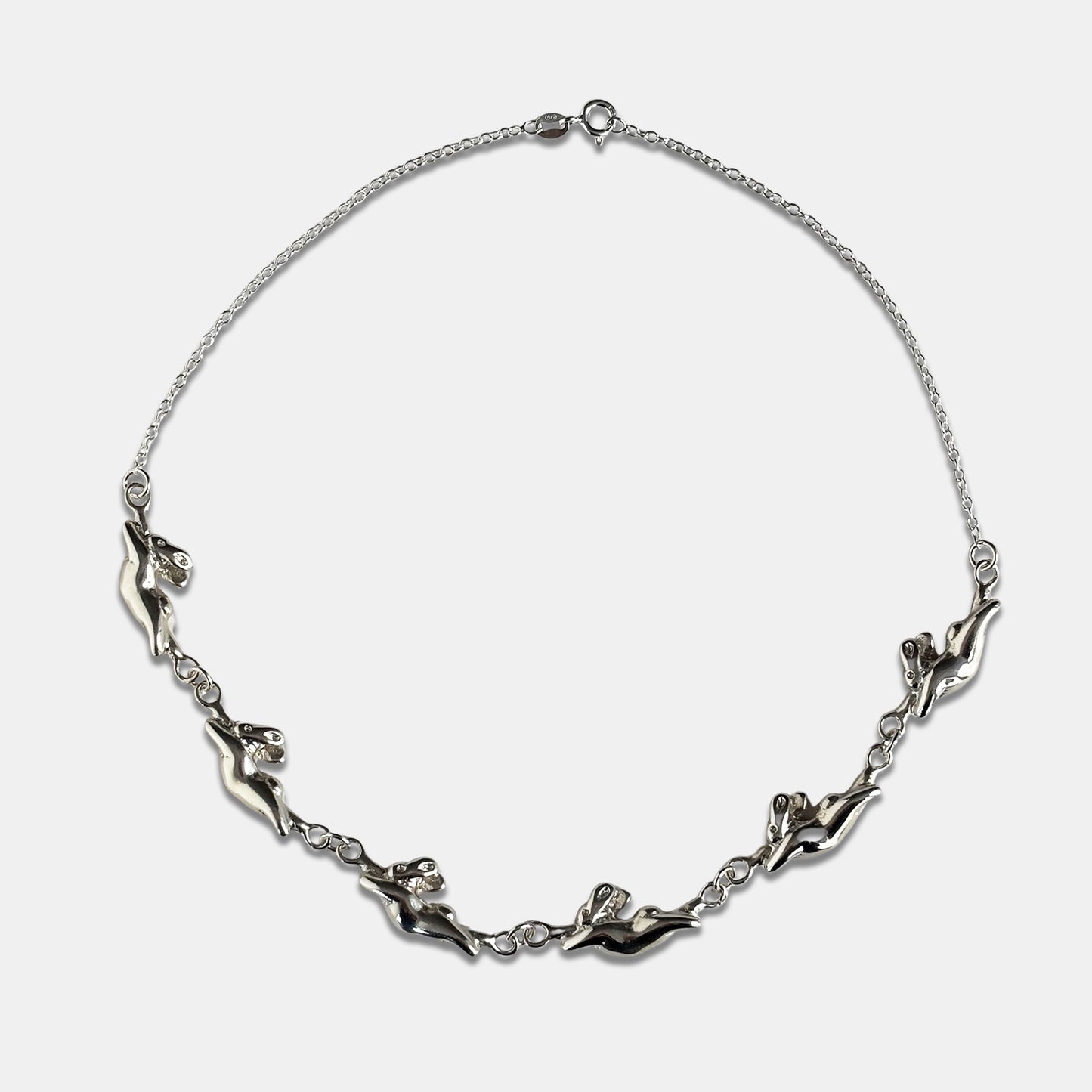 Dancing Bunny Choker Necklace - Silver
