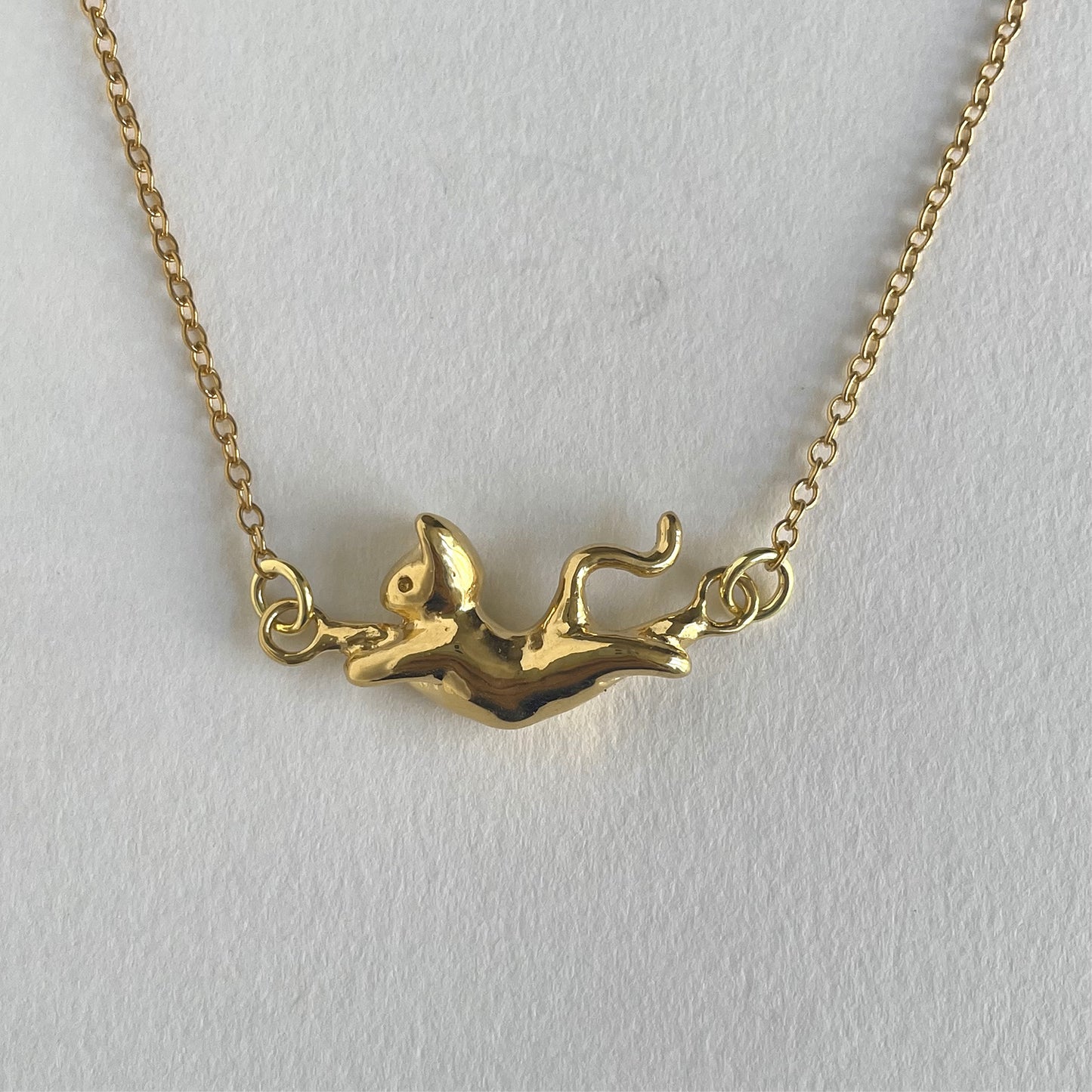 Dancing Cat Necklace - Gold