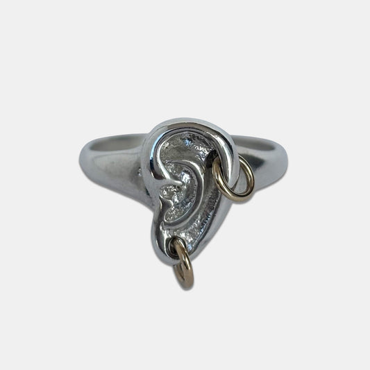 The Ear Ring (Double Pierced) - Silver (Gold Hoop)