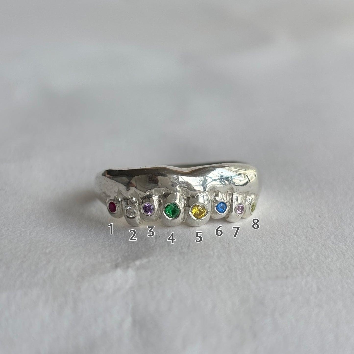 Tooth Gem Ring - Silver